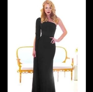 Portia and Scarlett one shoulder black dress long